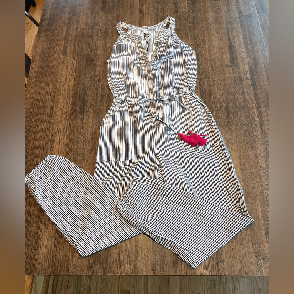 THML Black and White Stripe Summer Jumpsuit - Size S